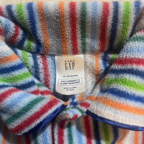 Baby Gap Boys Fleece "Old Man" 2 Piece Pajamas Set 12-18 Months Striped Adorable - Picture 2 of 3